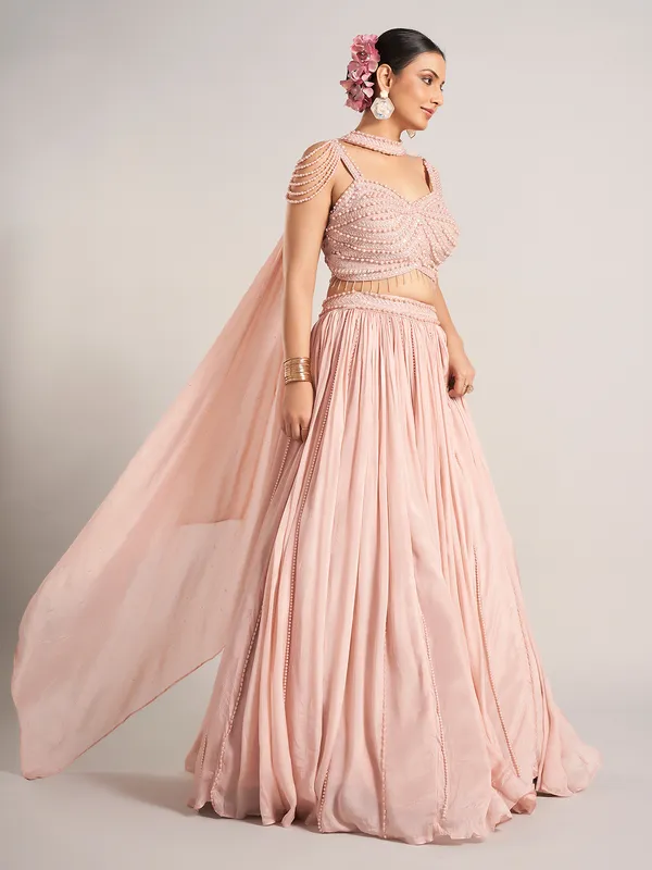 Peach elegant silk wedding wear lehenga choli