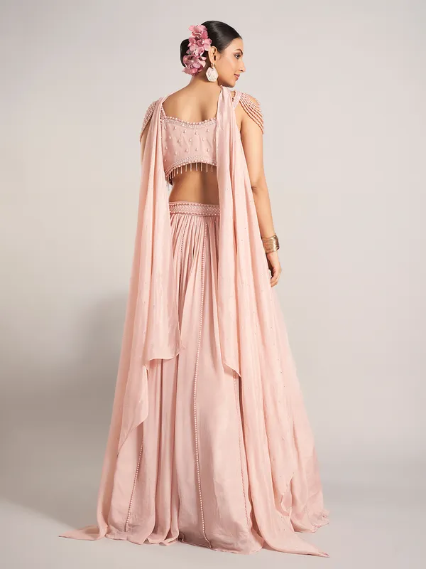 Peach elegant silk wedding wear lehenga choli