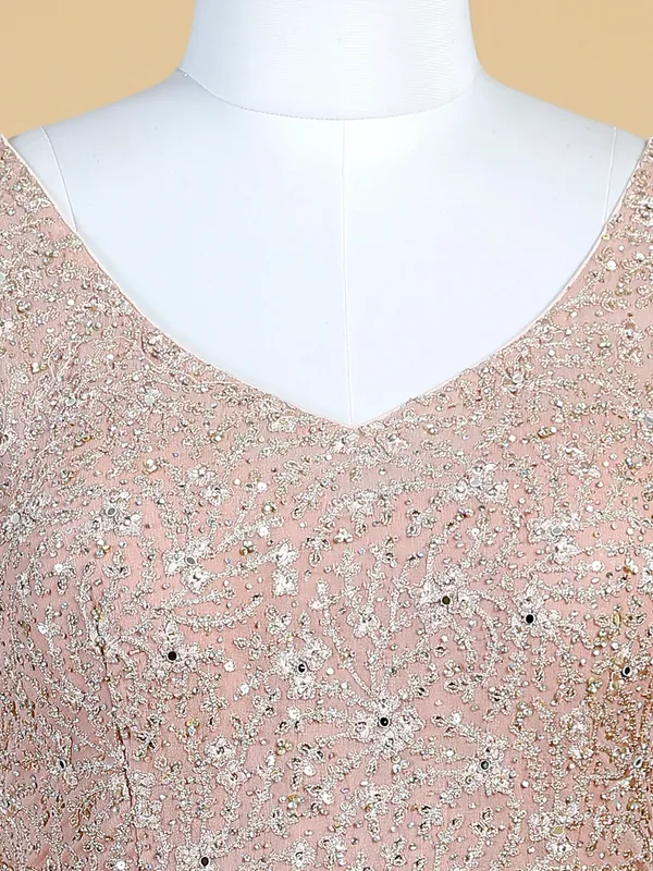 Peach floor length suit with dupatta
