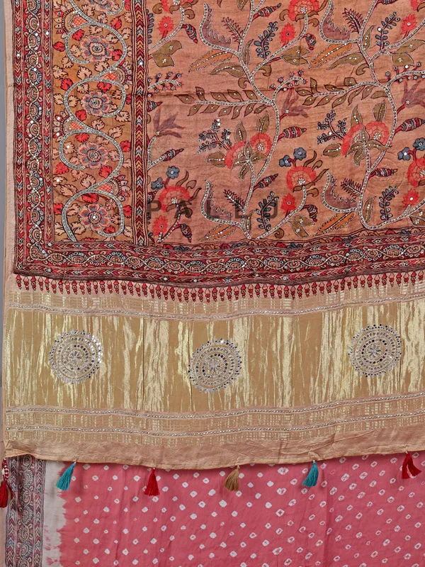 Peach gaji silk wedding and festive saree