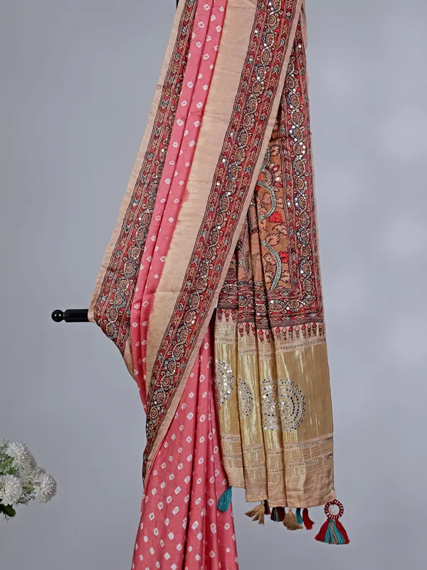 Peach gaji silk wedding and festive saree