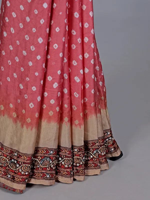 Peach gaji silk wedding and festive saree