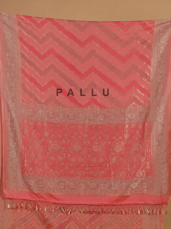 Peach georgette printed saree for wedding