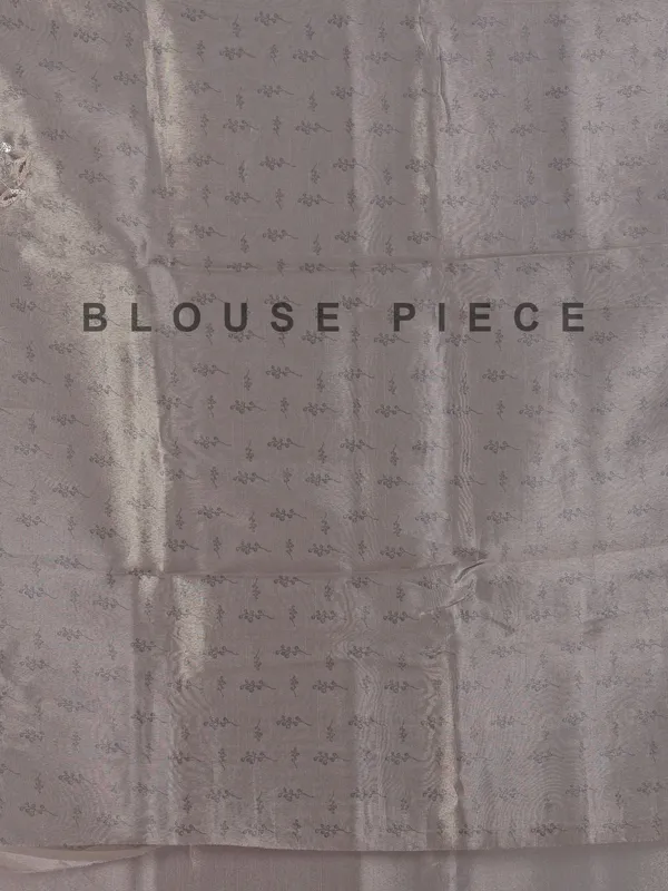 Peach grey semi tissue silk zardosi saree