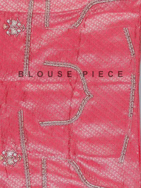 Peach kanjivaram silk saree decorated with sequins and cutdana work