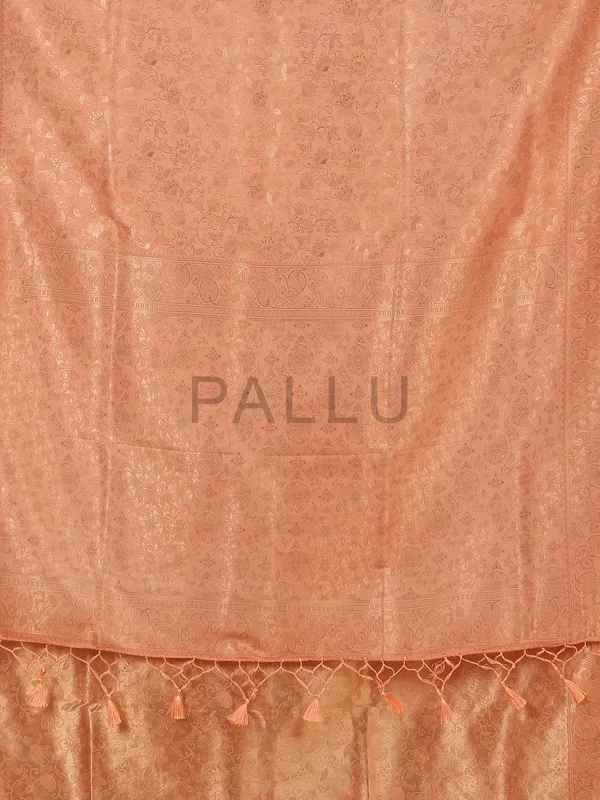 Peach kanjivaram silk saree for festive wear