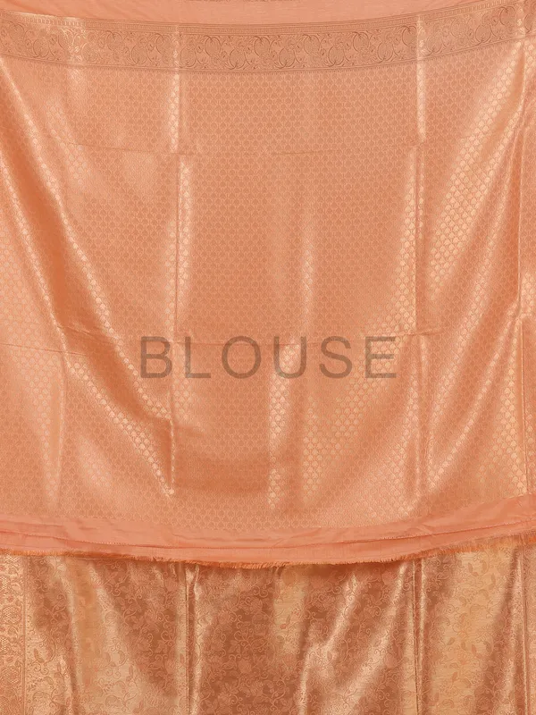 Peach kanjivaram silk saree for festive wear