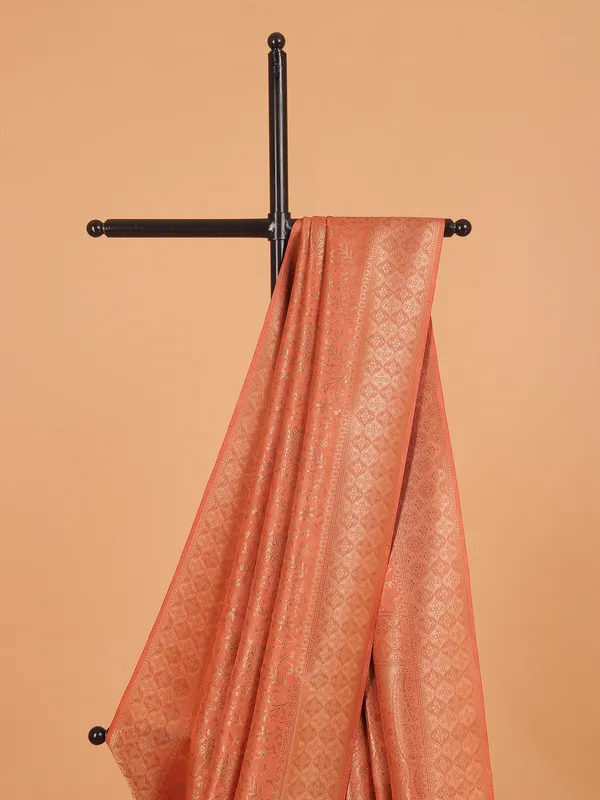 Peach kanjivaram silk saree for women