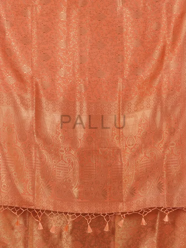 Peach kanjivaram silk saree for women