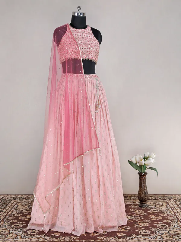Peach lehenga choli in silk