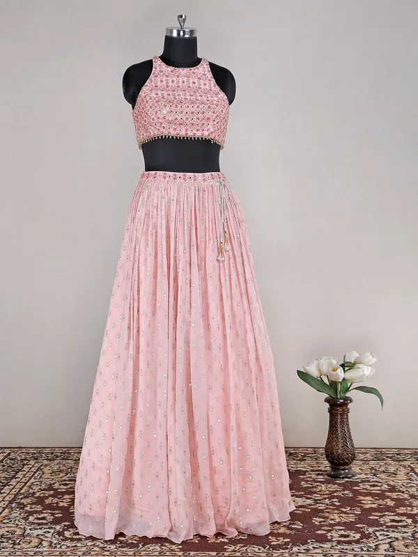 Peach lehenga choli in silk