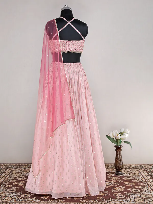 Peach lehenga choli in silk