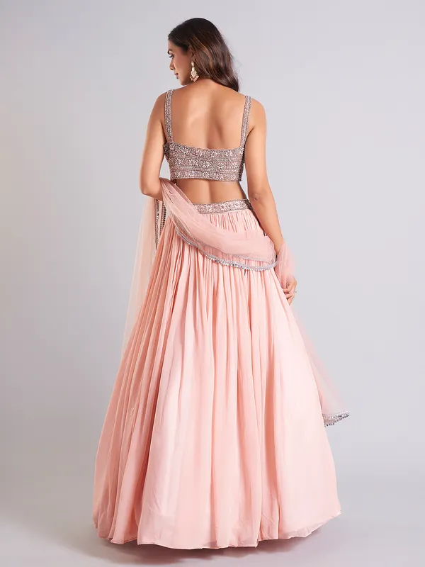 Peach lehenga choli in soft georgette