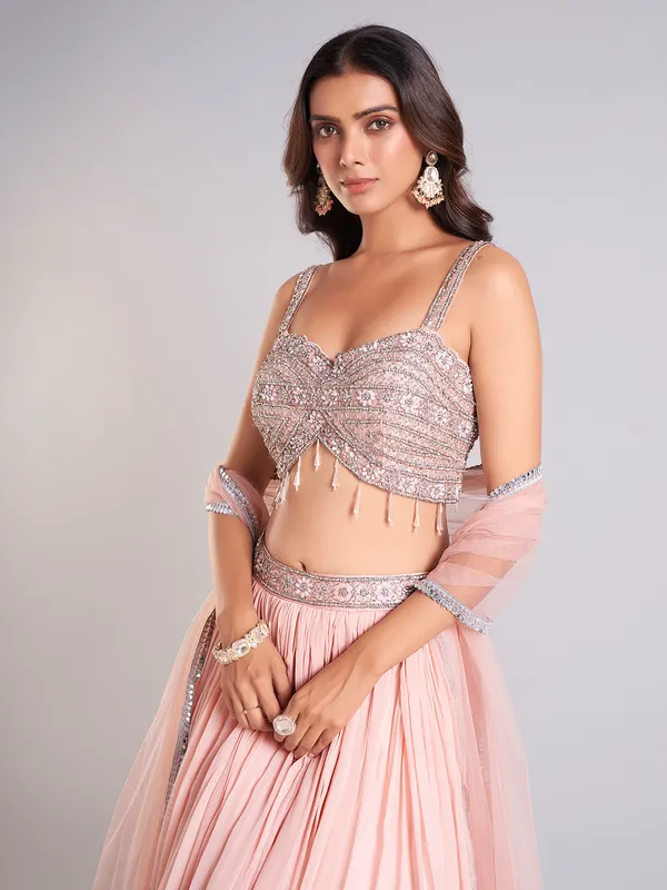 Peach lehenga choli in soft georgette