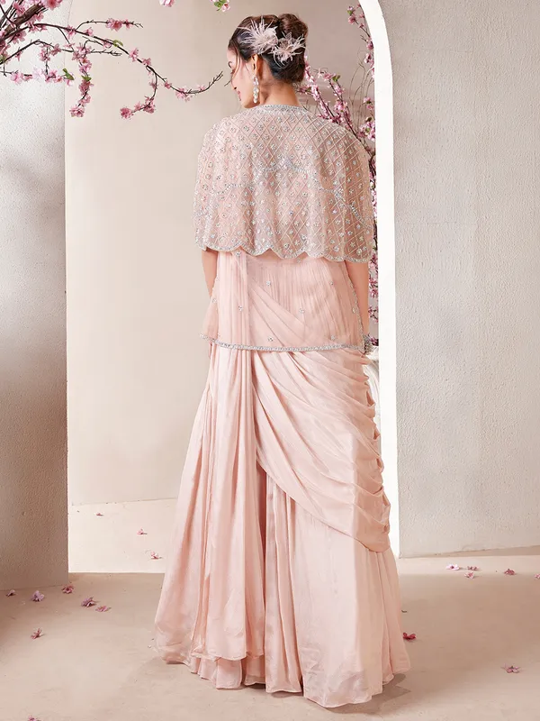 Peach lehenga choli with attetched dupatta