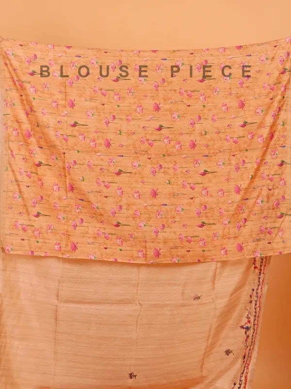 Peach linen thread weaving saree for festive