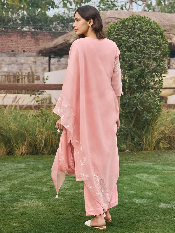 Peach muslin cotton salwar suit for women