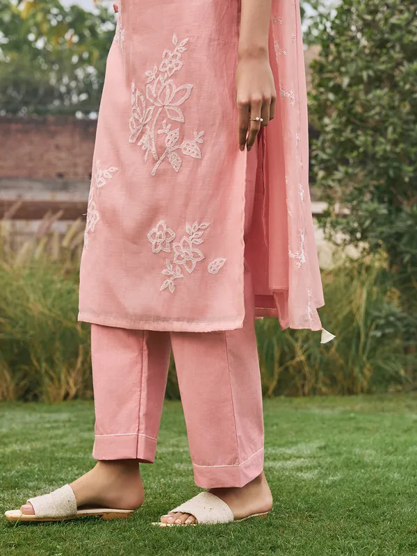 Peach muslin cotton salwar suit for women