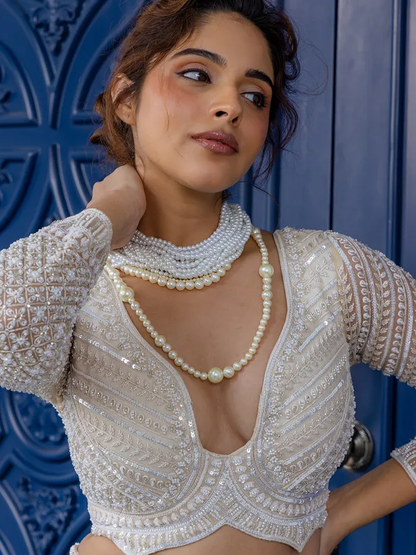 Peach net lehenga choli for women
