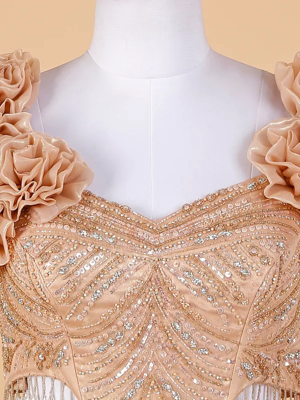 Peach organza designer gown