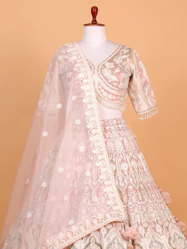 Peach perfection cotton silk lehenga choli for wedding