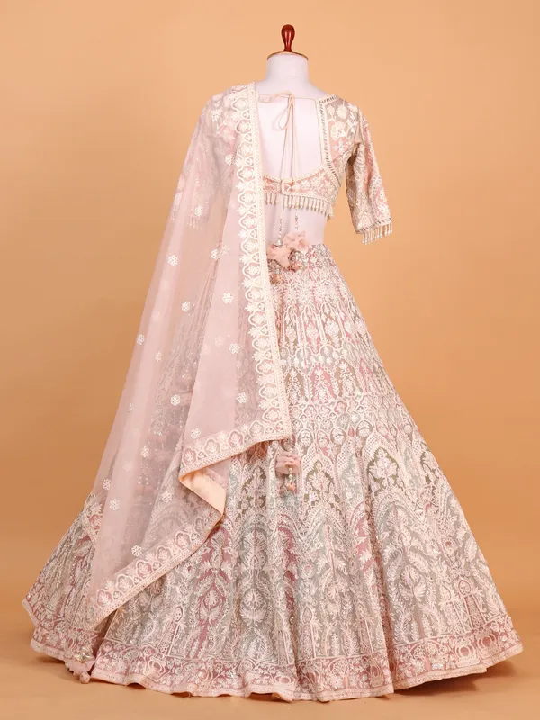 Peach perfection cotton silk lehenga choli for wedding
