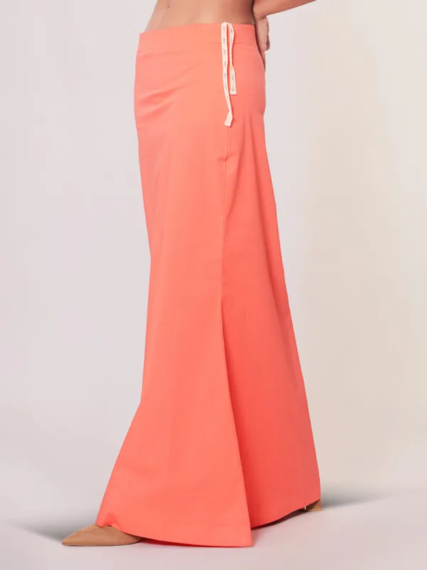 Peach plain lycra cotton petticoat