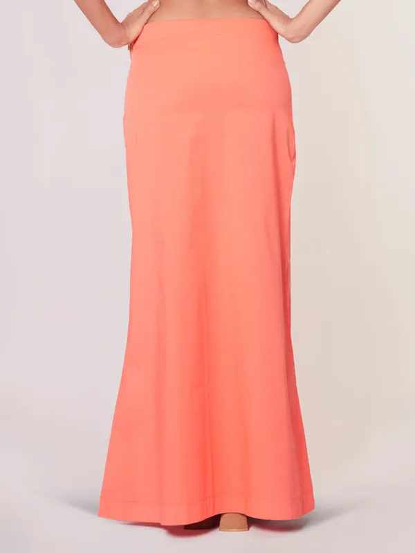 Peach plain lycra cotton petticoat