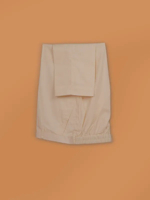Peach plain mandarin neck kurta set for men