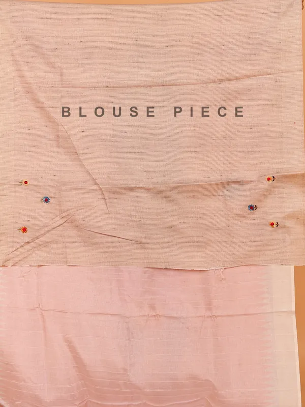 Peach printed semi tusser silk saree for women