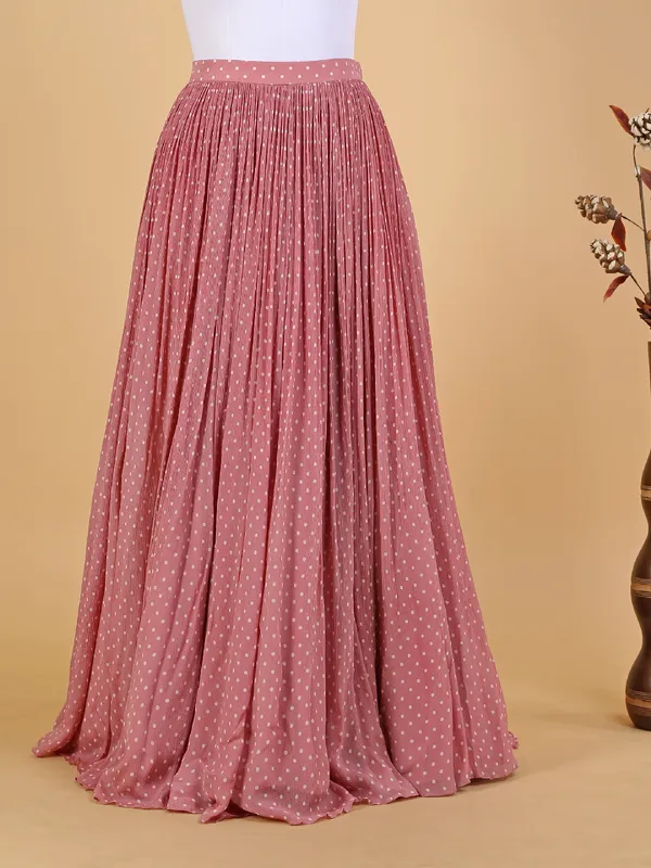 Peach printed wedding wear lehenga choli