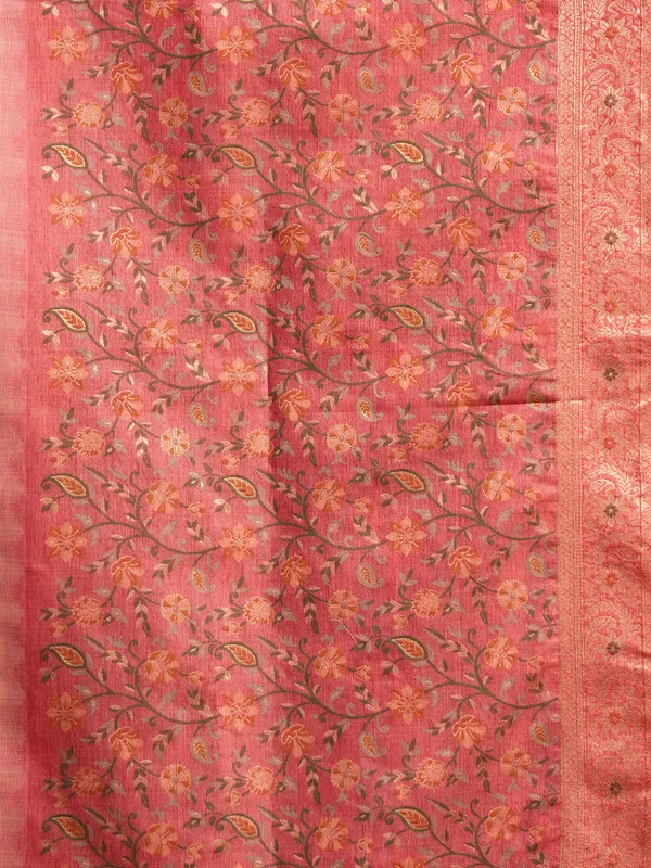 Peach semi cotton saree for special occasions