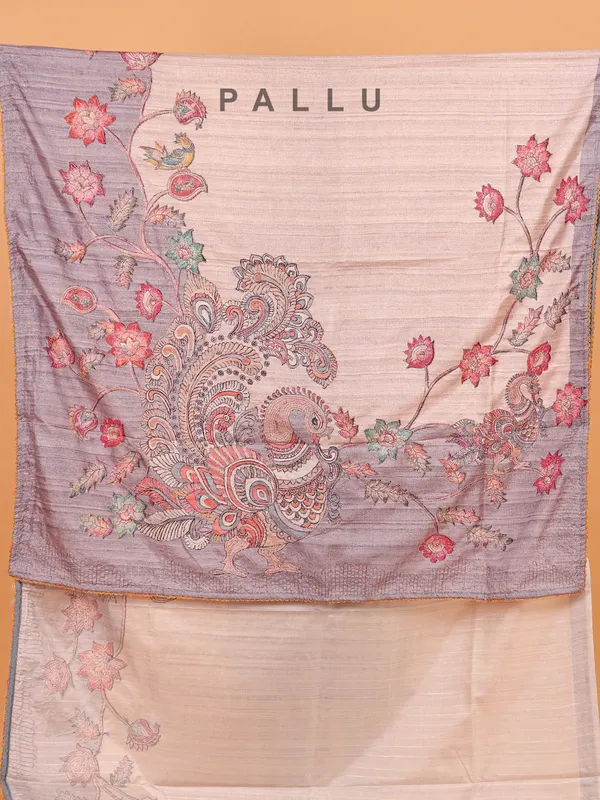 Peach semi cotton silk saree for women