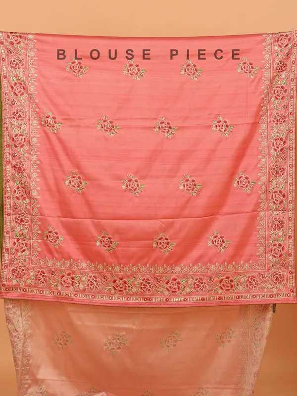 Peach semi tusser silk saree for women