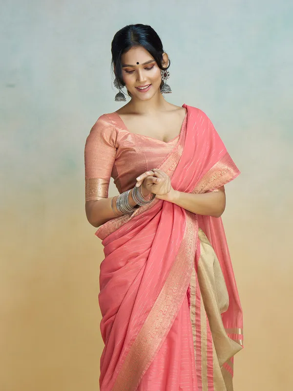 Peach silk ethereal charm saree