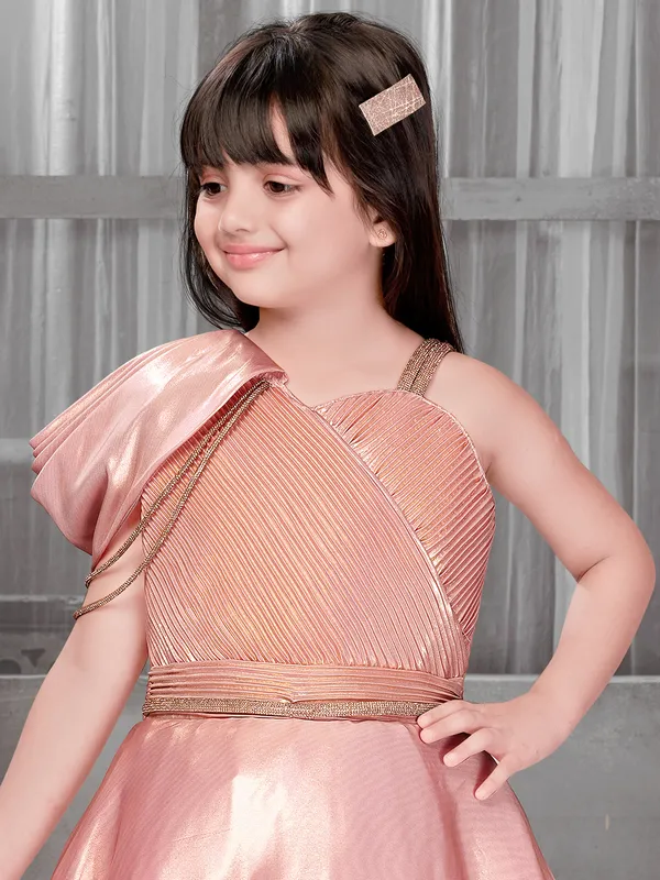 Peach silk frock for little princess