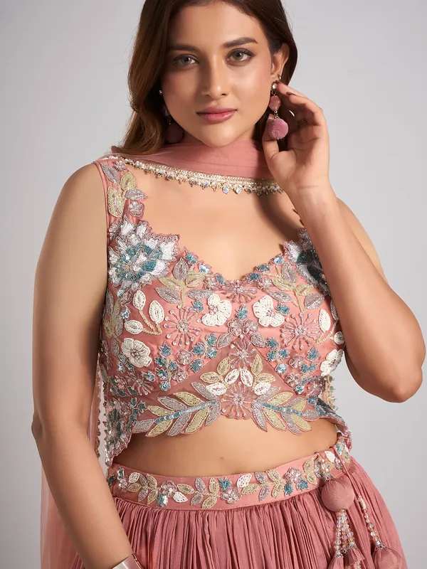 Peach silk lehenga choli for grand wedding occasions