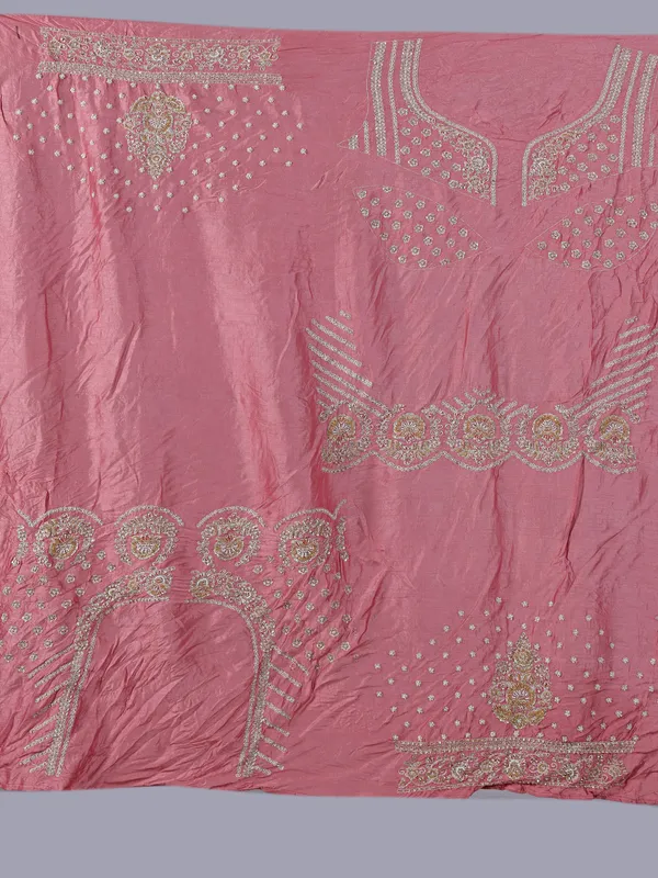 Peach silk lehenga choli resham and cutdana detailing