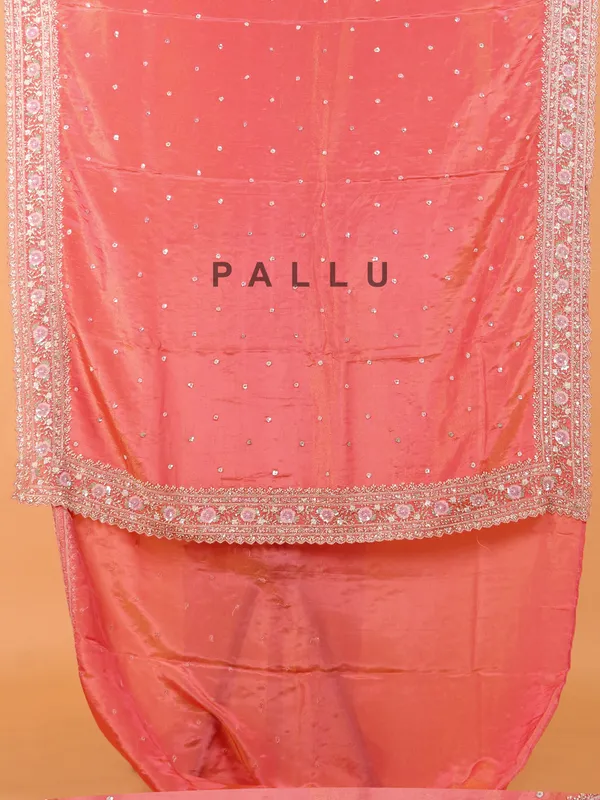 Peach silk wedding wear saree for women