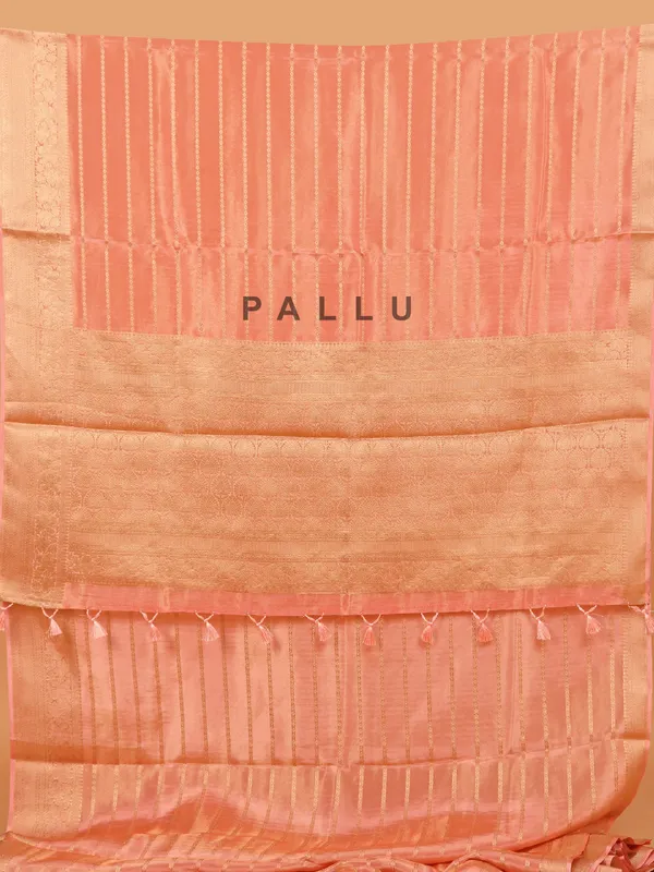 Peach soft organza saree for women