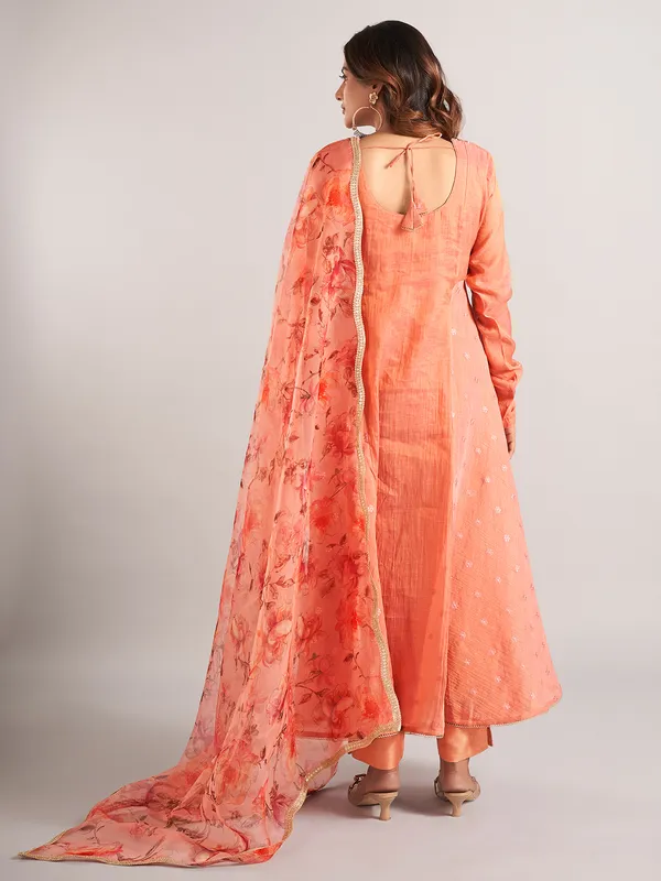 Peach soft silk wedding wear salwar suit for women