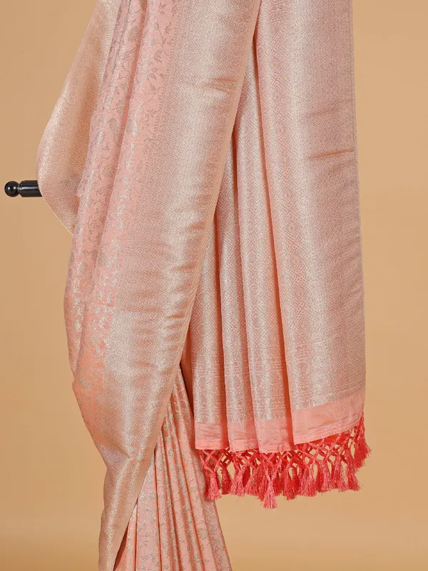 Peach wedding silk saree for wedding