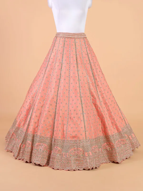 Peach wedding style unstiched lehenga choli