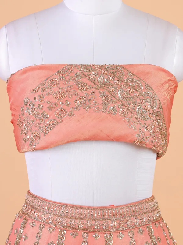 Peach wedding style unstiched lehenga choli