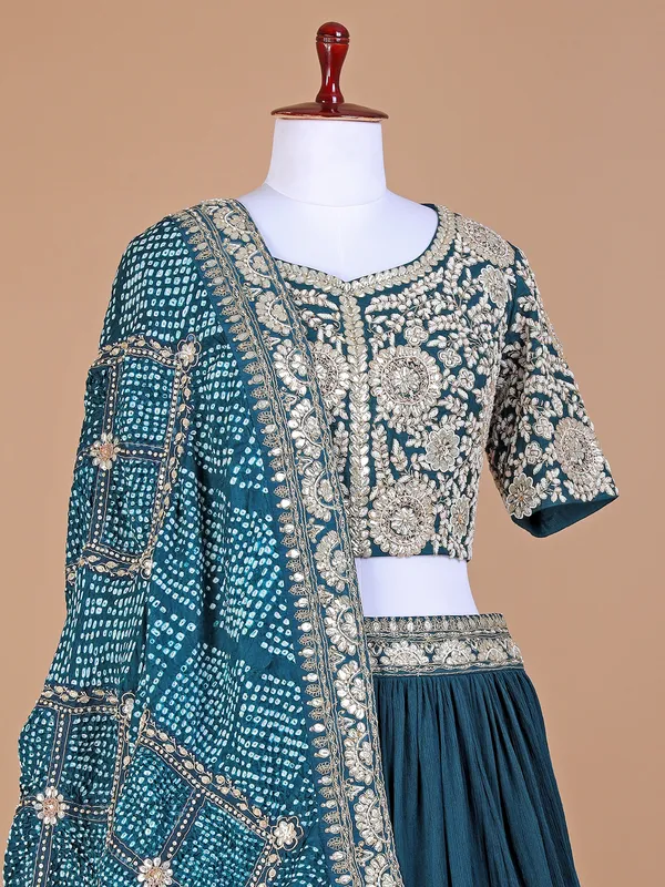Peacock blue lycra lehenga choli