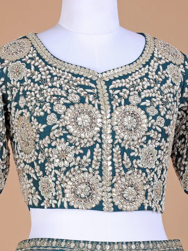 Peacock blue lycra lehenga choli