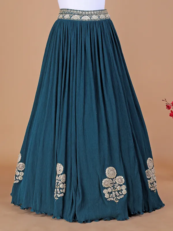 Peacock blue lycra lehenga choli