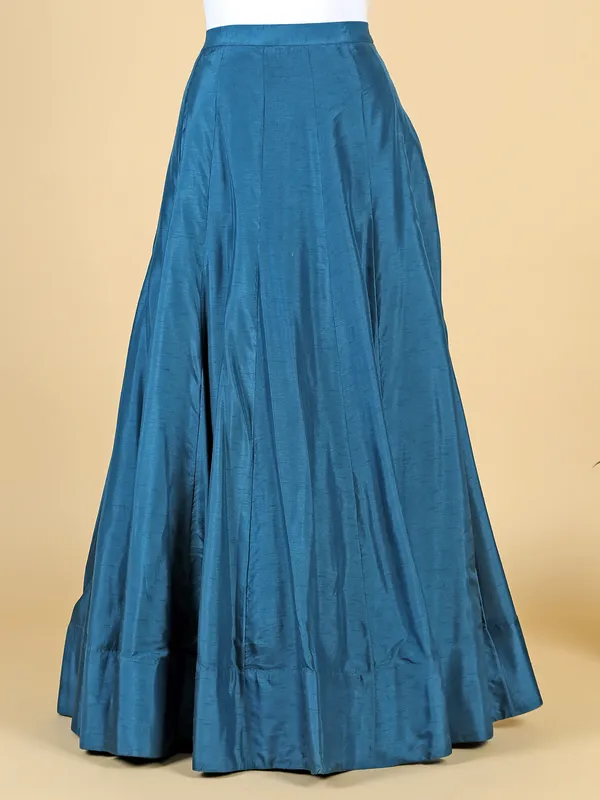 Peacock blue silk lehenga suit