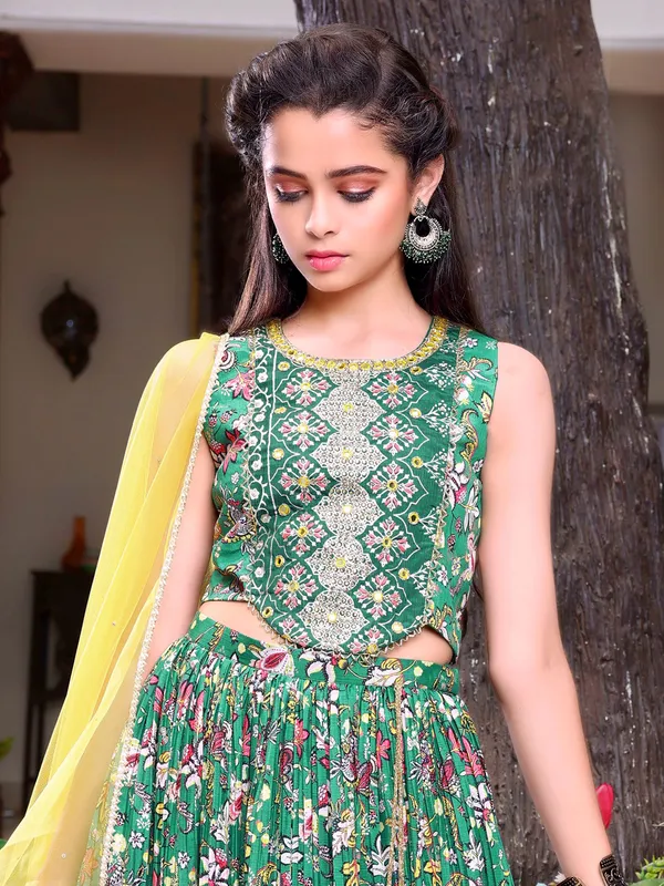 Peacock green wedding georgette printed lehenga choli