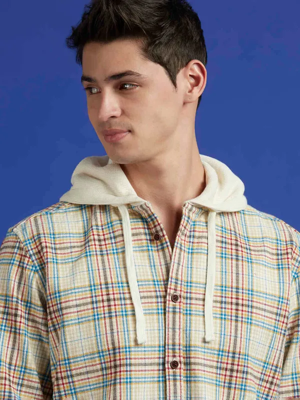 PEPE beige cotton slim fit shirt for men
